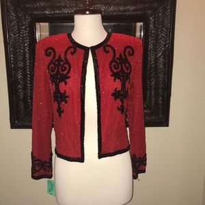 Beautiful New With Tags Laurence Kazar New York Beaded Jacket Petite Small